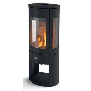 Poêle à bois longiligne 411106NOIR